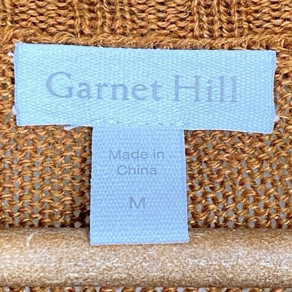 Garnet Hill Womens Medium Sweater 3/4 Sleeve Linen Wool Minimalist Knit Funnel - Picture 3 of 4